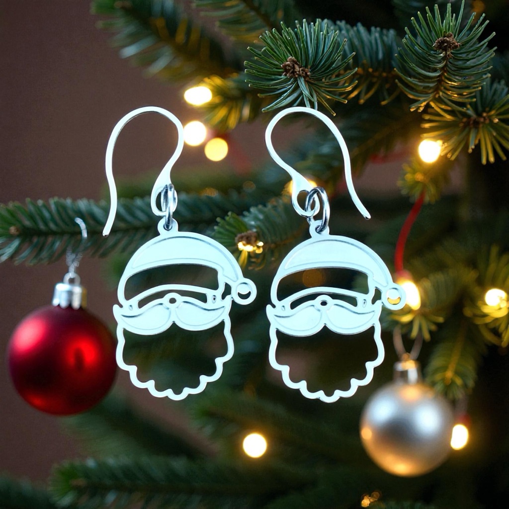 Santa Clause Laser Etched Earrings
